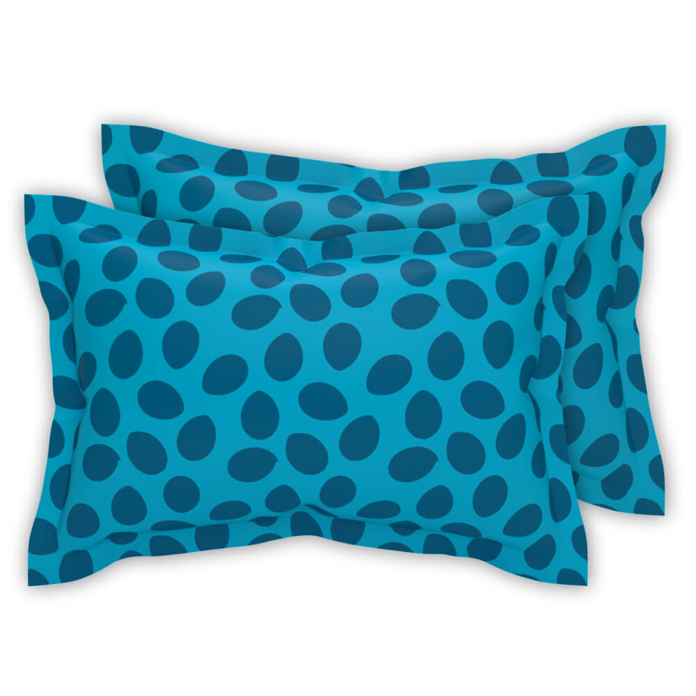 best turquoise and dark blue polka dot super king size cotton bedsheets with pillow covers